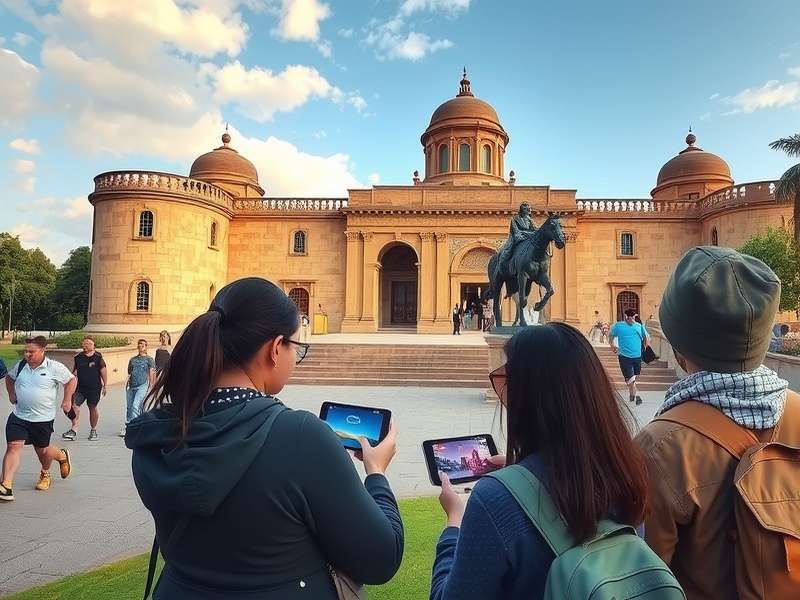 Group of players using Mystic Spot Finder at historical location