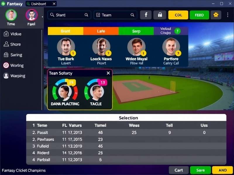 Fantasy Cricket Champions Team Selection Screen