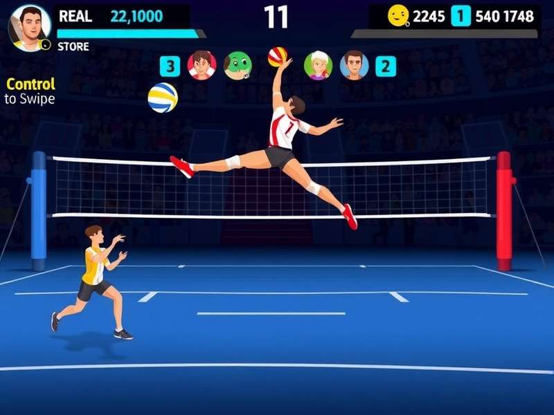 Spike Dominators gameplay screenshot showing intense volleyball action