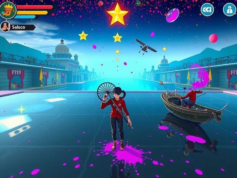 Holi Shimmering Star gameplay showing colorful festival environment
