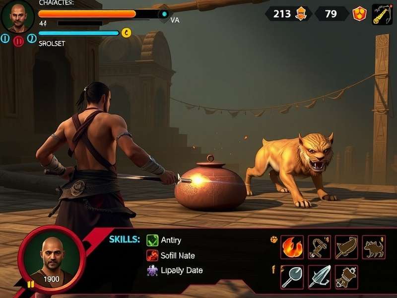 Varanasi Strength Warrior gameplay screenshot showing combat in ancient Indian setting