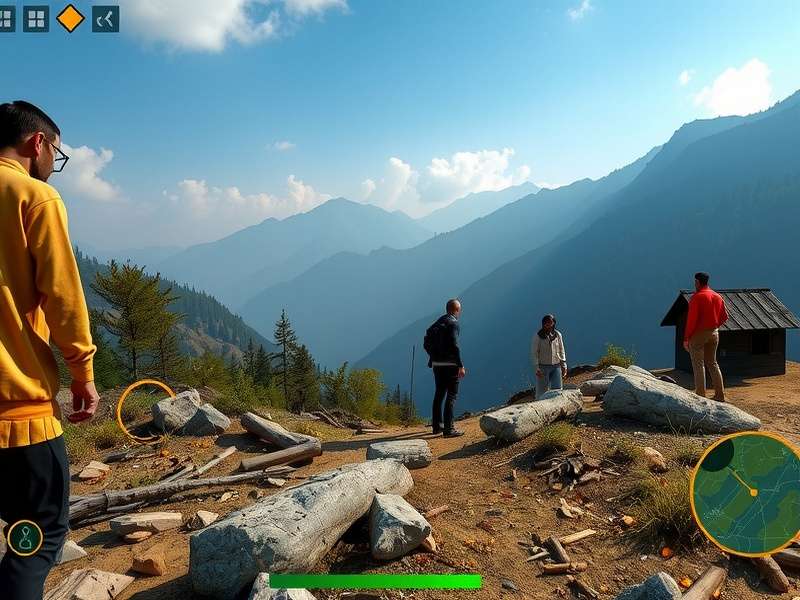 Haryanvi Highland Trek gameplay screenshot showing mountain landscape