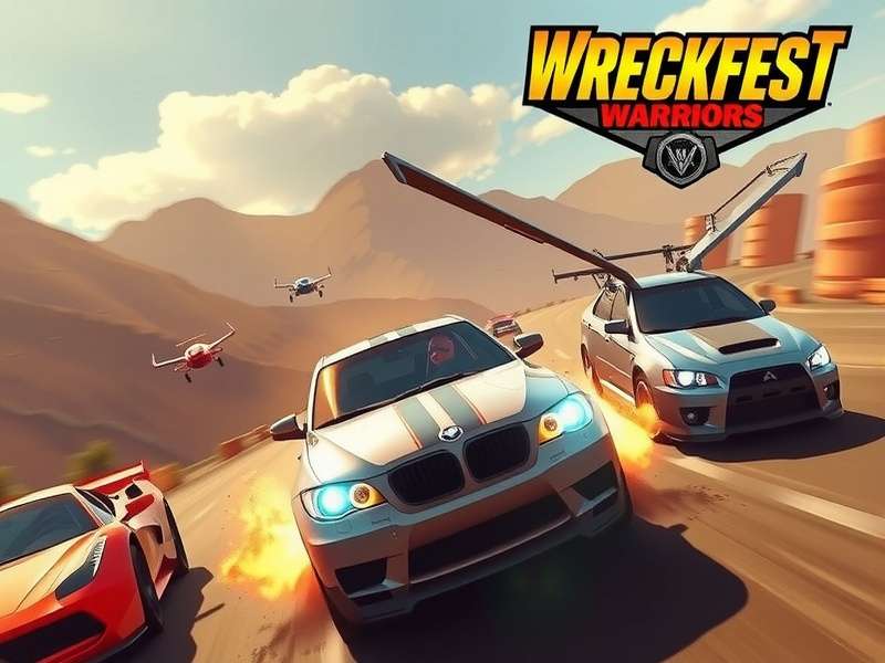 Wreckfest Warriors intense racing action with multiple vehicles