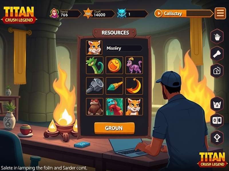 Titan Crush Legend gameplay screenshot showing resource management