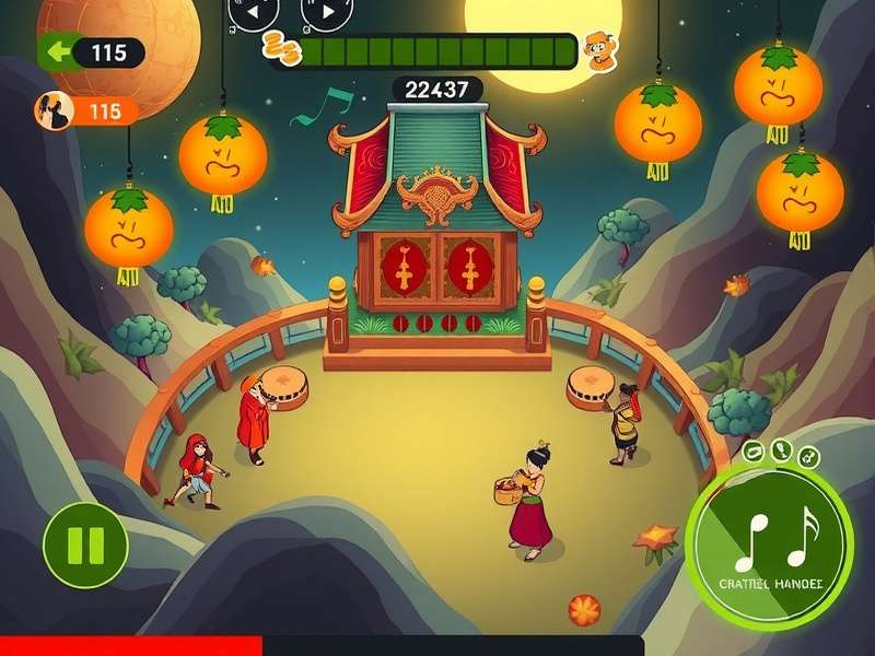 Ginger Groove Galaxy gameplay screenshot showing rhythm mechanics