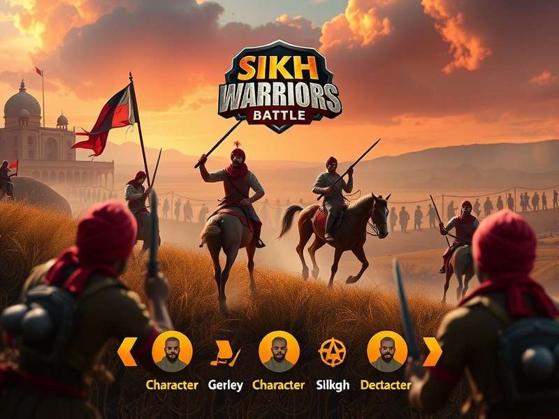Historical depiction of Sikh warriors in battle formation
