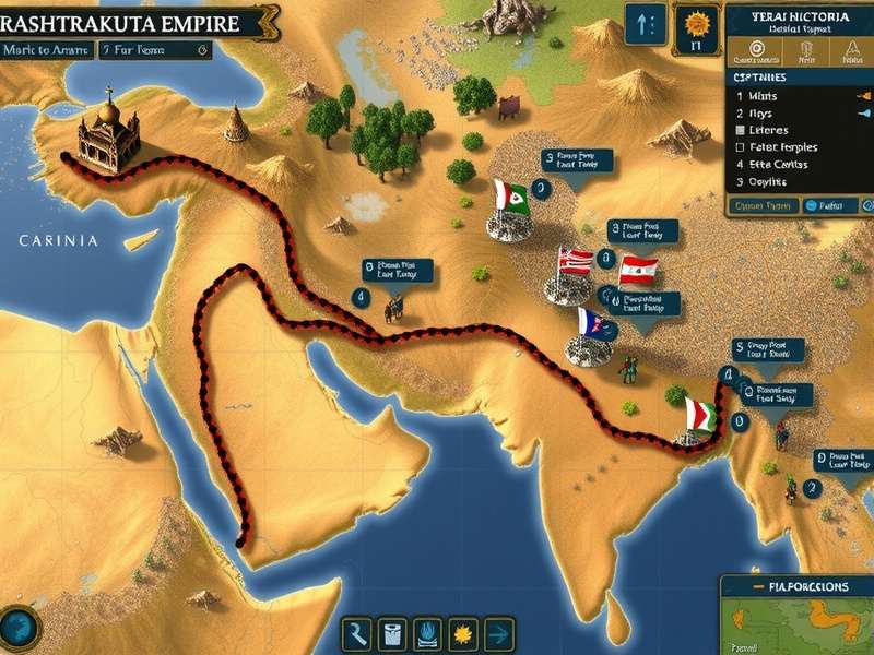 Historical map showing Rashtrakuta Empire at its peak