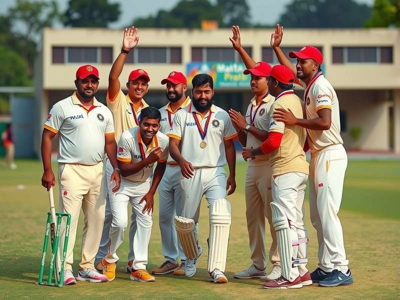 Maratha Cricketers XI players celebrating a wicket during crucial match