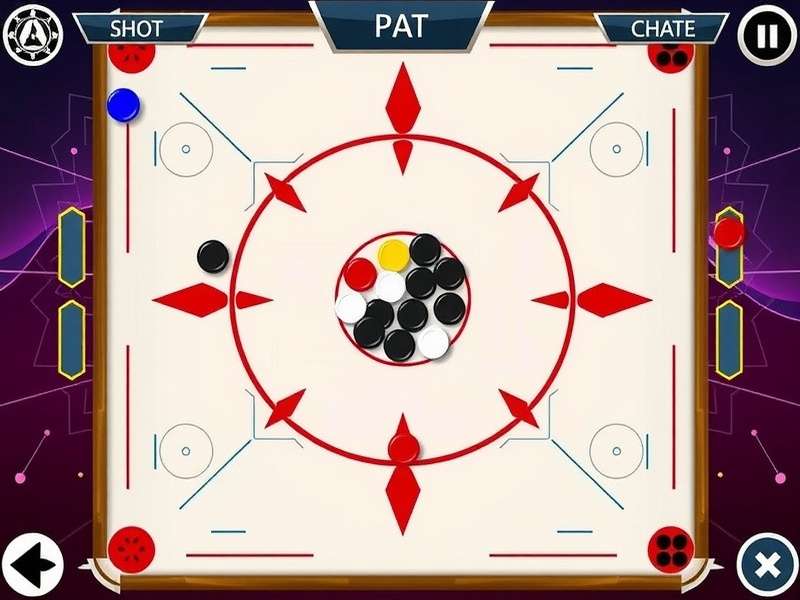 Nova Carrom Pro gameplay screenshot showing board and pieces
