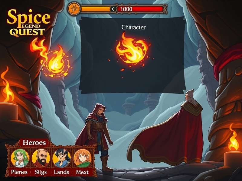 Spice Legend Quest character selection screen showing diverse heroes