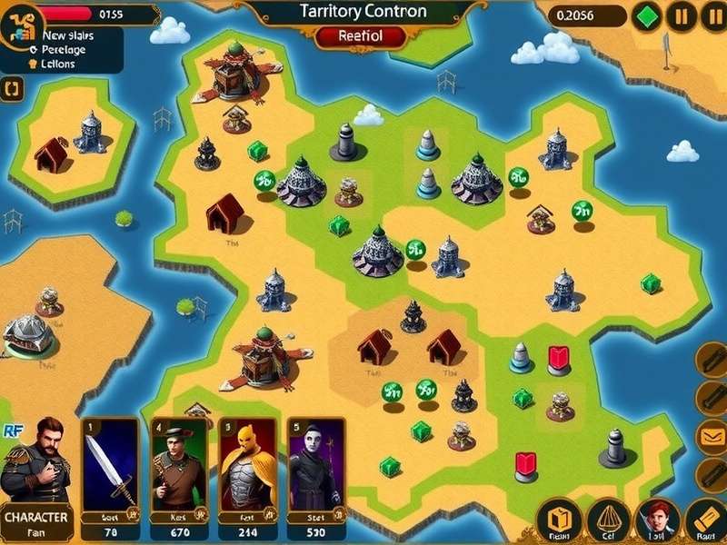 RR FC Dominion gameplay screenshot showing strategic map and character selection