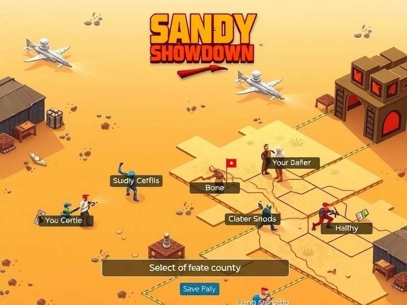 Sandy Showdown strategy map showing key locations