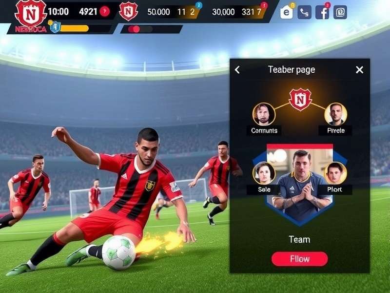 NEROCA FC Heroic Battle gameplay screenshot showing realistic football action