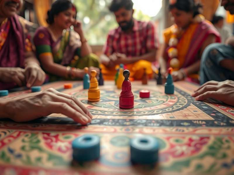 Close-up of Odisha Oracles game pieces in play