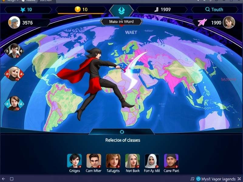 Mystic Veil Vapor Legends character selection screen showing diverse classes