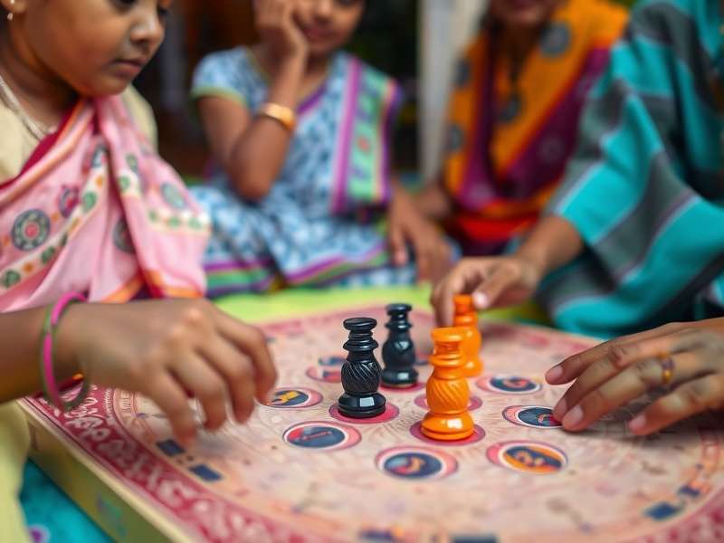 Traditional Odisha Oracles game board with pieces