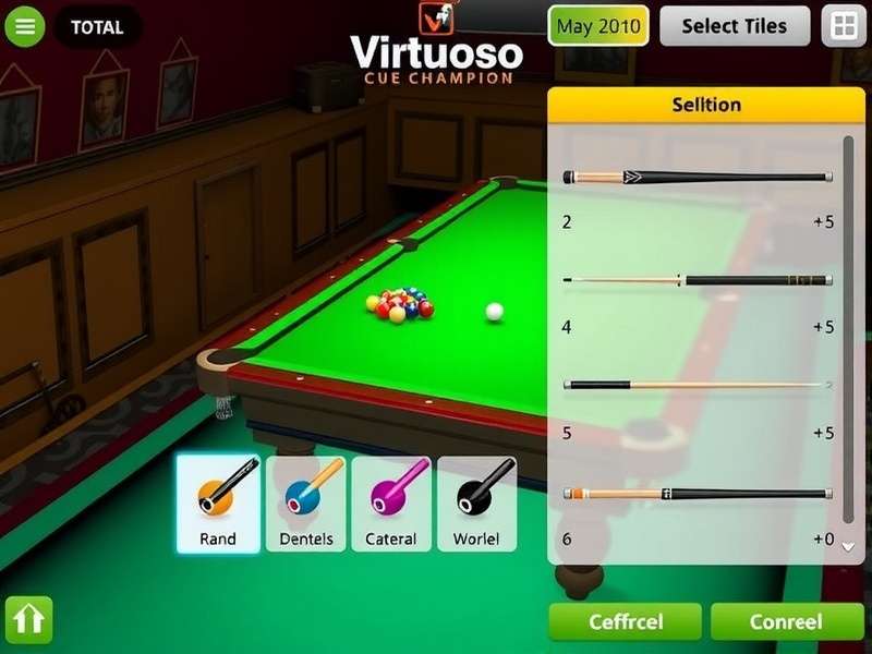 Virtuoso Cue Champion game modes selection screen
