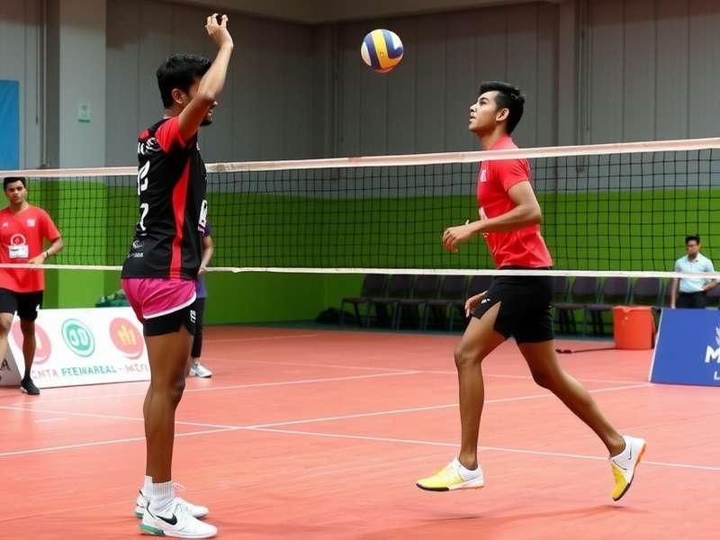 Middle blocker Arjun Patel executing a block