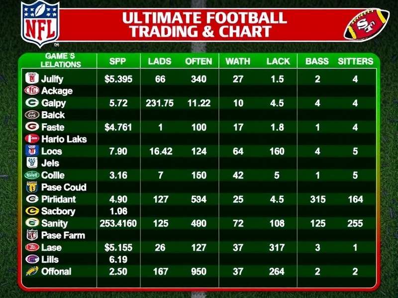 Ultimate Football Trading Values Chart showing player names, positions, current market value, true trading value, and volatility index