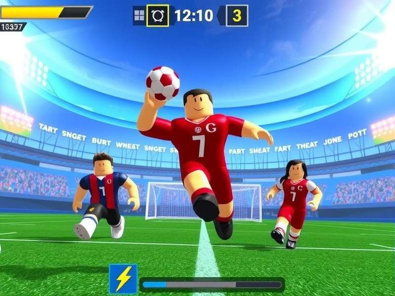 Ultimate Football Roblox gameplay screenshot showing football stadium