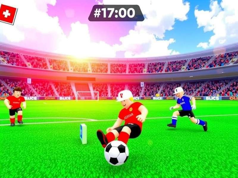 Ultimate Football Roblox gameplay screenshot showing a player sprinting with a speed boost effect