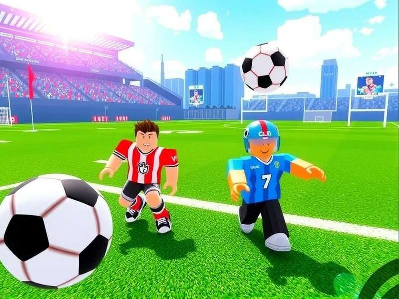Ultimate Football Roblox gameplay screenshot showing a match in action