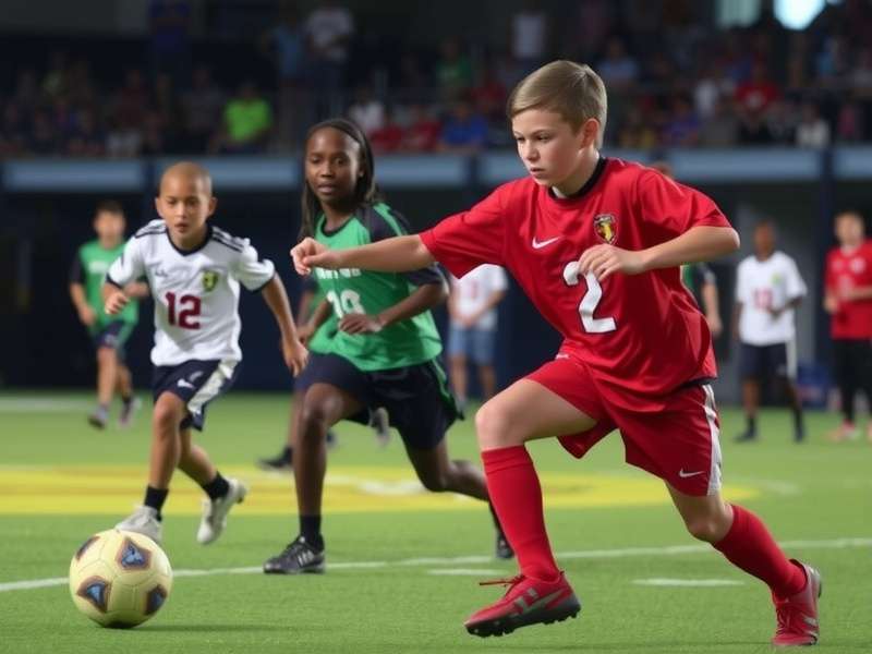 Energetic middle school students playing a vibrant game of Ultimate Football on a sunny playground