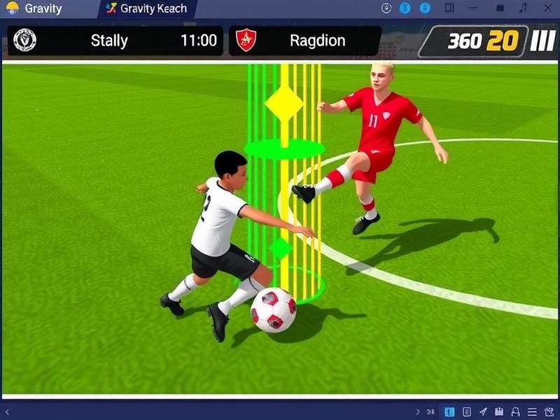 Ultimate Football gravity hack trajectory diagram showing player jump arc and gravity manipulation points