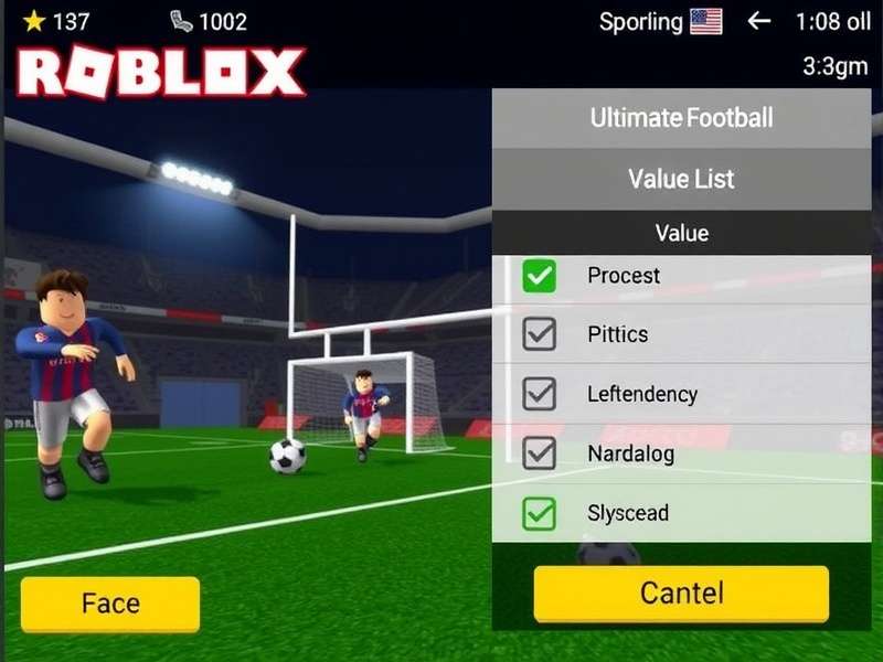 Roblox Ultimate Football trading value banner showing rare items and Indian traders community